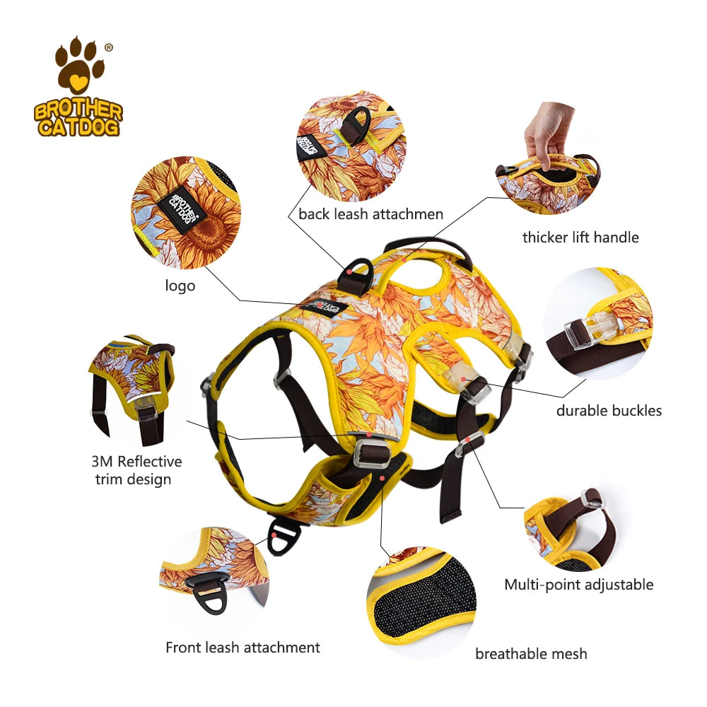 Adjustable Padded Nylon Dog Harness with Reflective Details