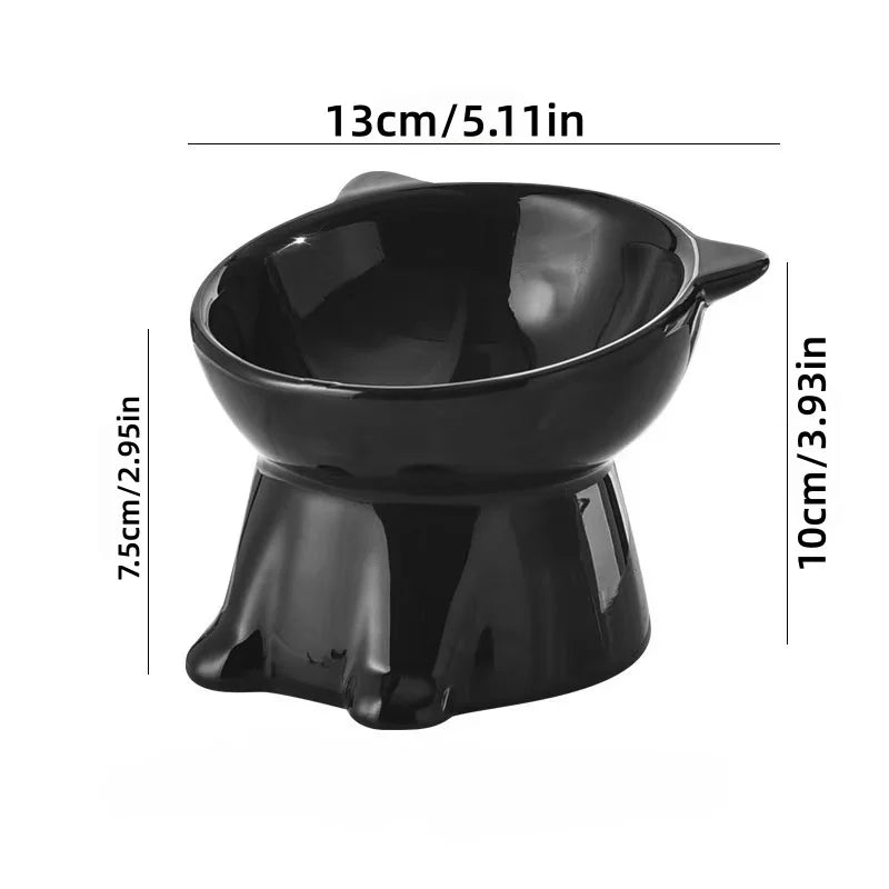 Tilted Raised Cat Bowl in Black or White
