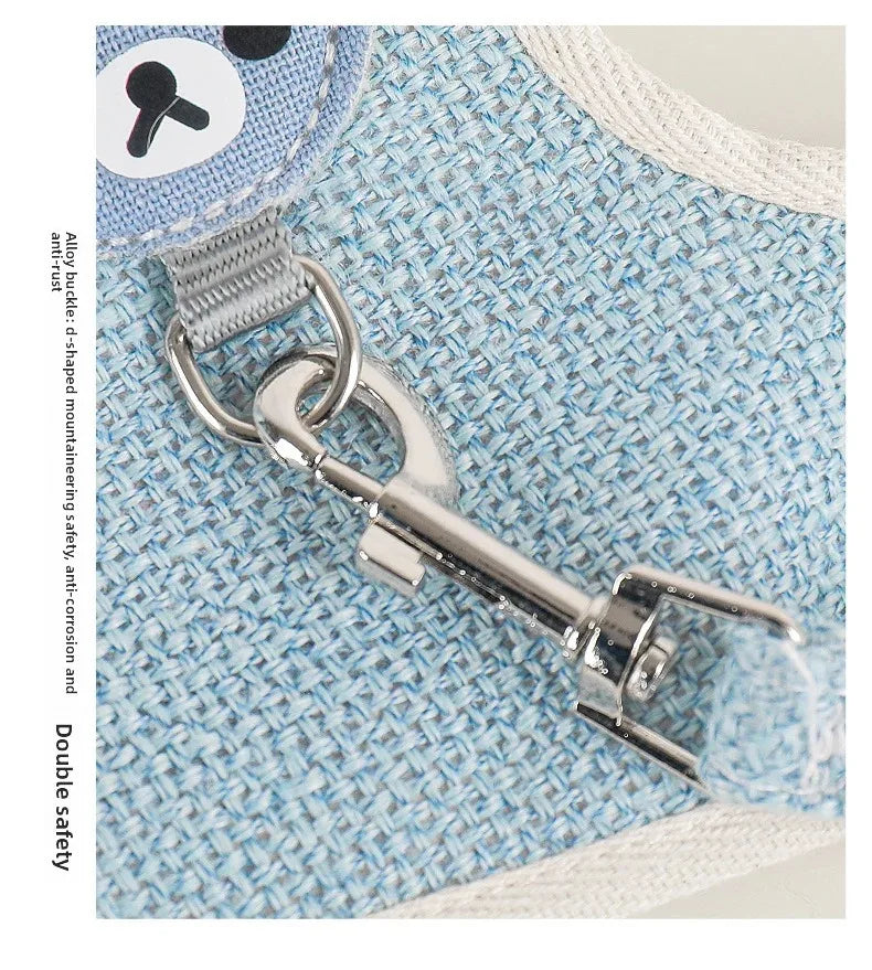 Textured Bear-Detail Pet Harness & Leash Set