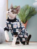 Cartoon-Print Cotton Cat Jumpsuit
