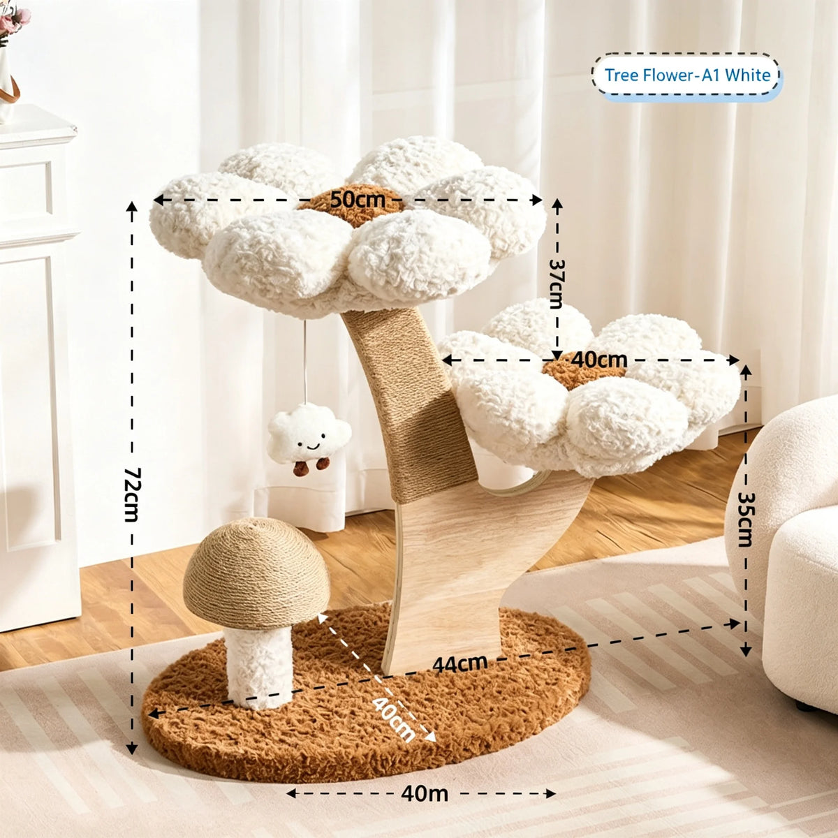 Plush Flower Cat Tree with Scratching Areas