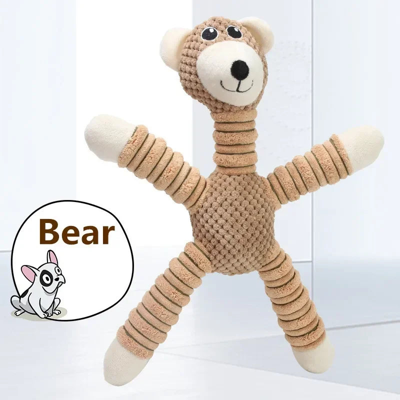Long-Limbed Squeaky Plush Dog Toy, Three Animal Options