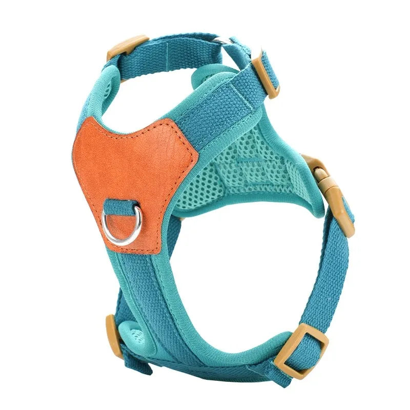 Contrast-Panel Adjustable Mesh Pet Harness