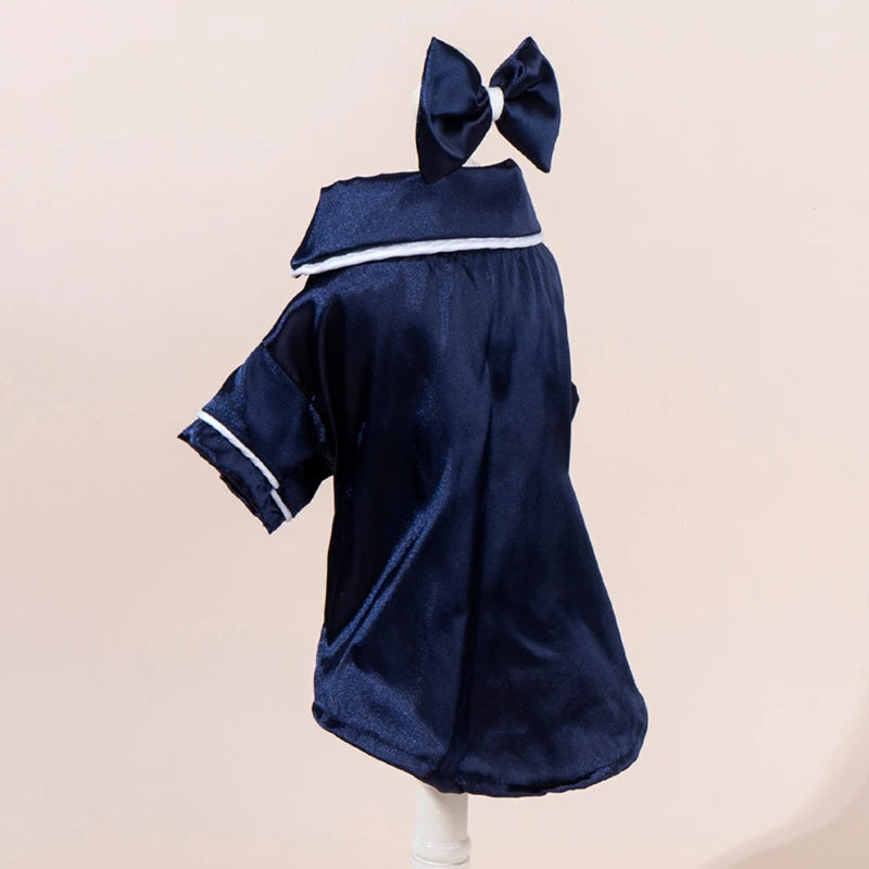 Satin-Look Pet Pajama Shirt with Contrast Piping