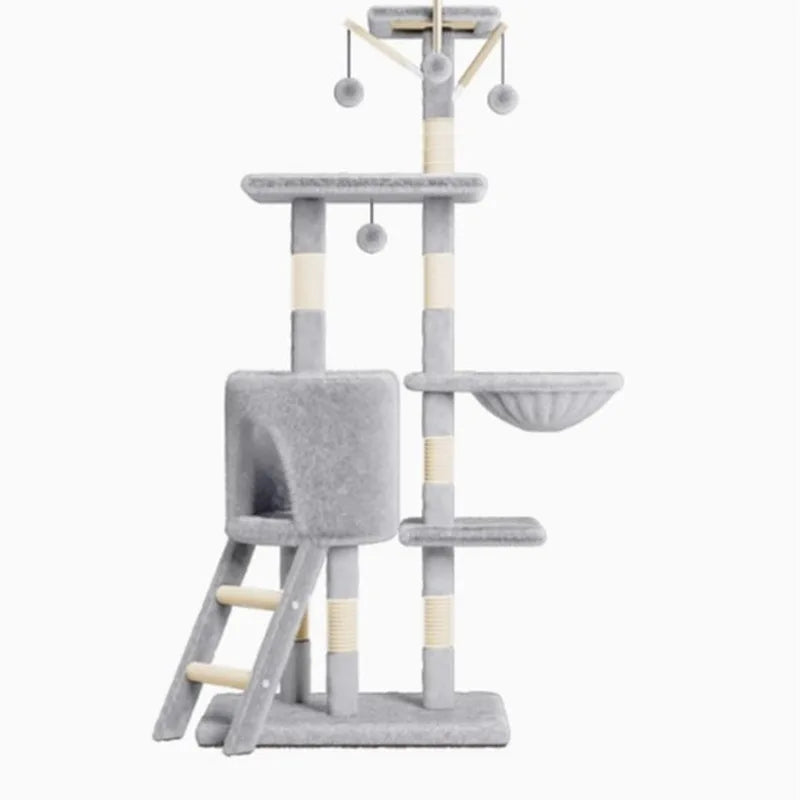 Plush Cat Tree with Condo, Hammock & Scratching Posts