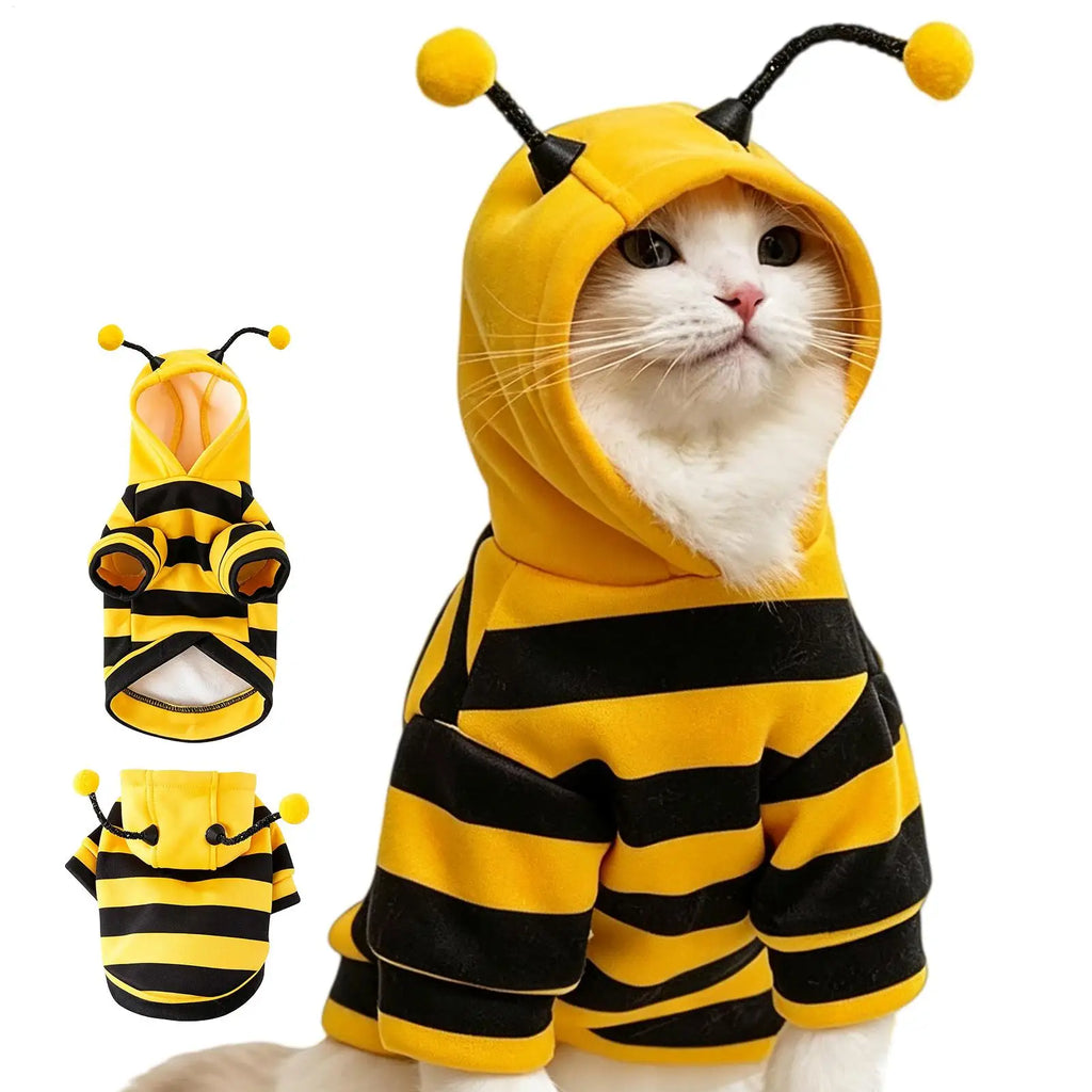 Striped Bee Costume Hoodie for Cats & Small Dogs
