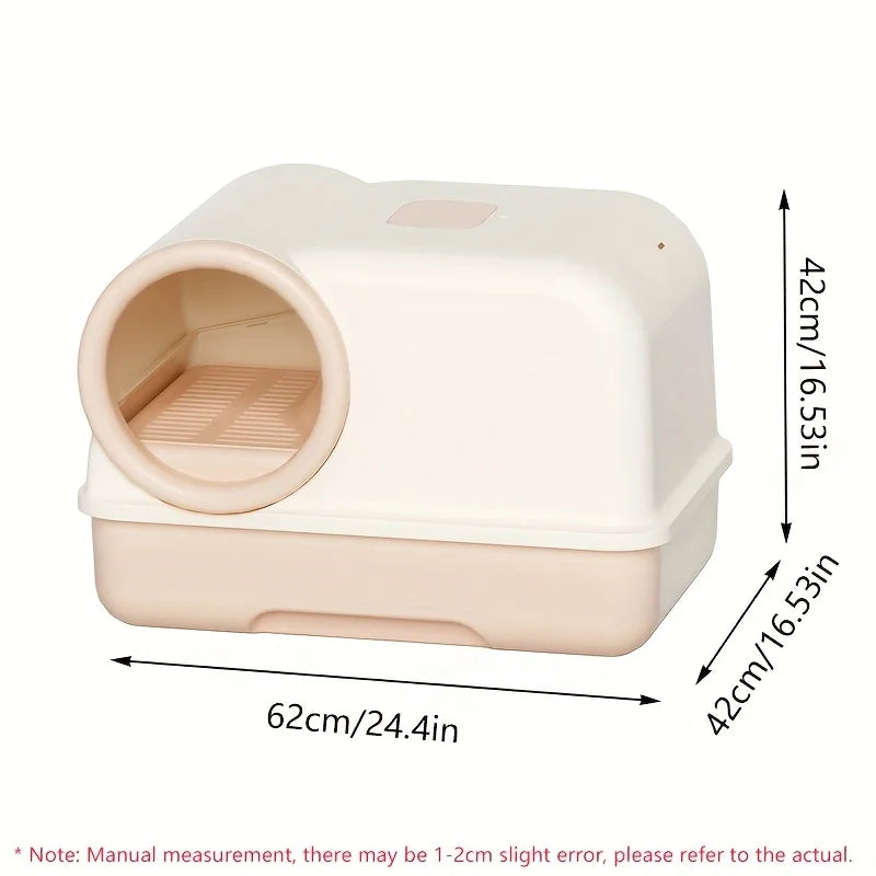 Enclosed Cat Litter Box with Entry Corridor & Drawer