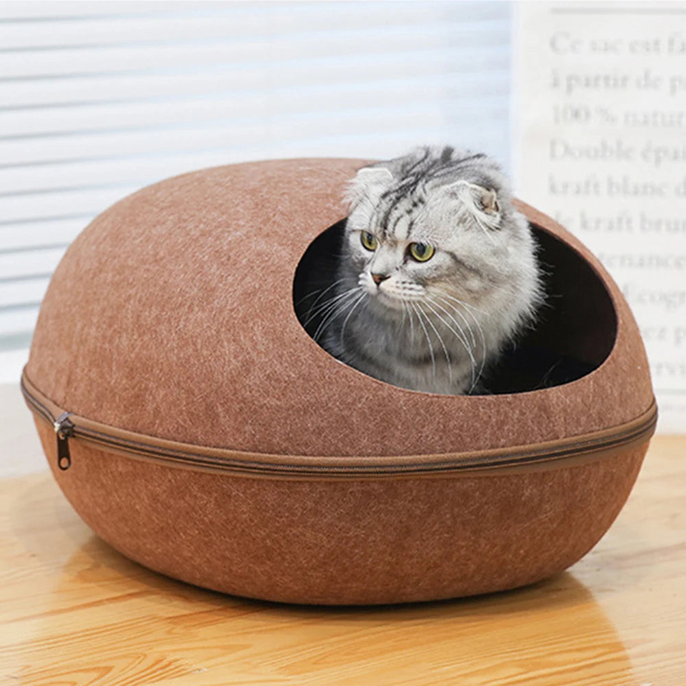Oval Cat Pod Bed with Zip-Off Top