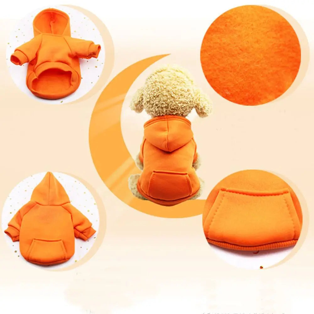 Solid-Color Pet Hoodie with Back Pocket