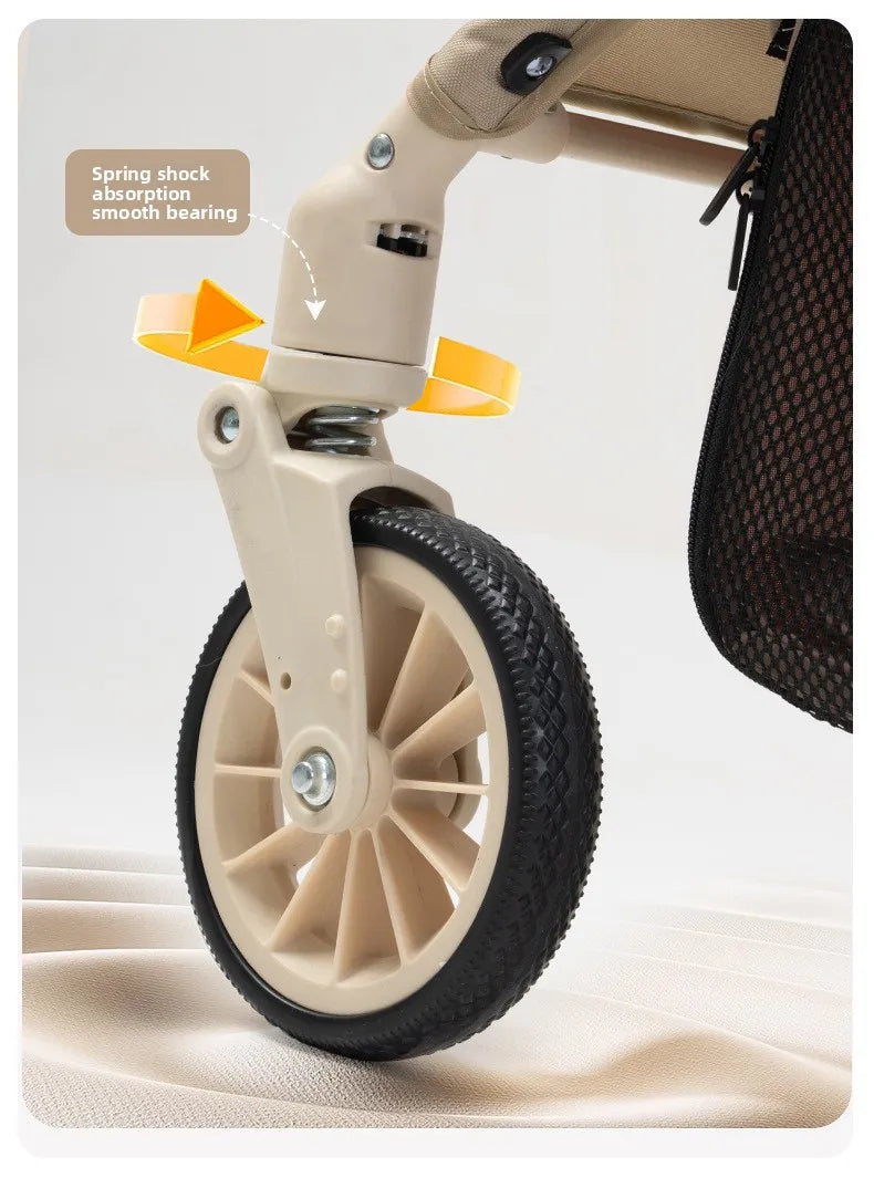Folding Pet Stroller with Detachable Carrier & Lower Basket