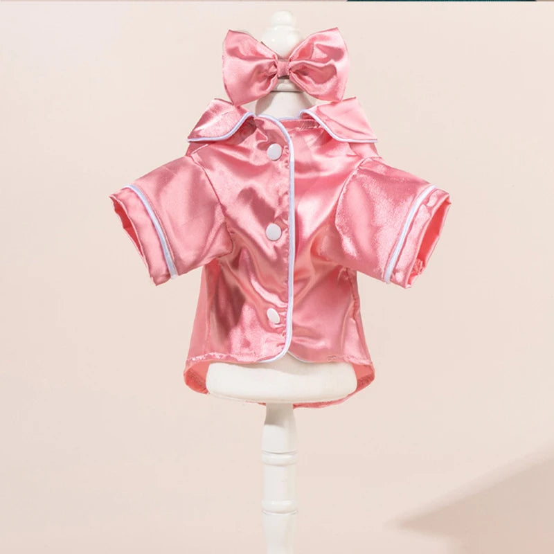 Satin-Look Pet Pajama Shirt with Contrast Piping