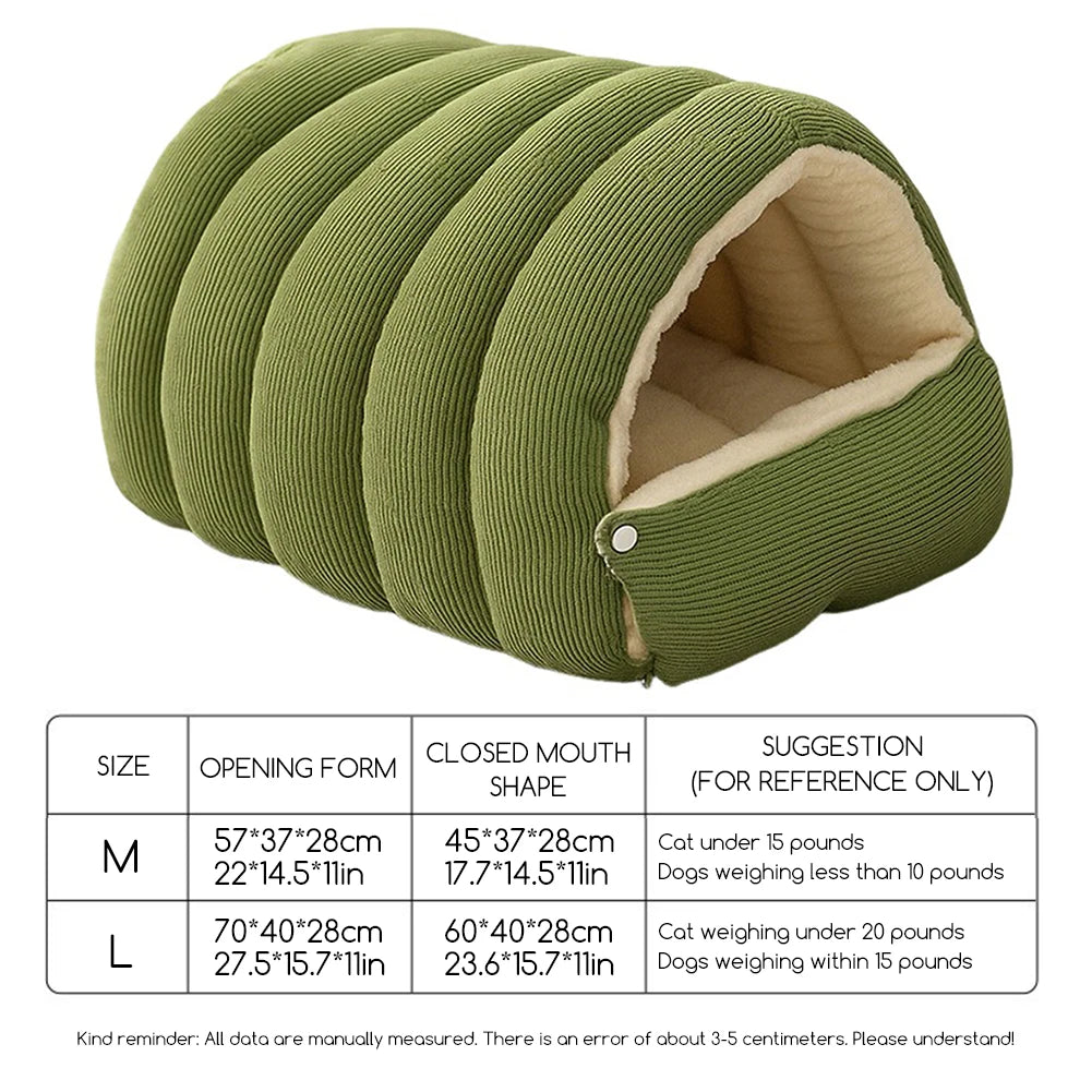 Ribbed Plush Cave Bed for Cats & Small Dogs
