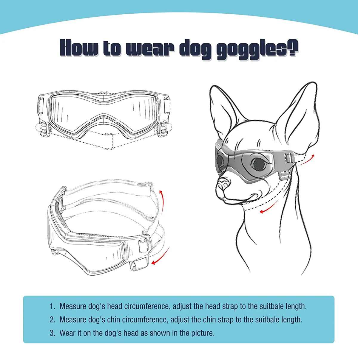 Dog Dress-Up Goggles with Adjustable Head & Chin Straps
