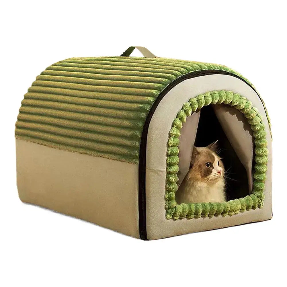 Covered Pet Tent Bed with Door Curtain