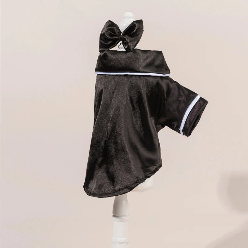 Satin-Look Pet Pajama Shirt with Contrast Piping
