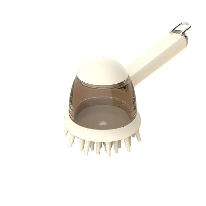 Pet Bath Brush with Refillable Shampoo Dispenser & Long Handle