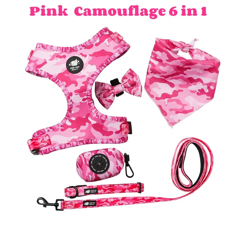 Printed Dog Harness & Coordinating Walking Accessory Set