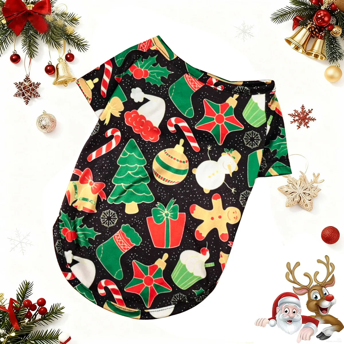 Christmas Print Pet T-Shirt for Dogs & Cats