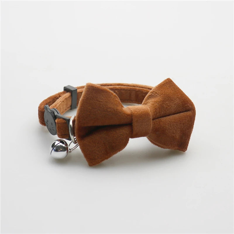Velvet Bow-Tie Cat Collar with Bell