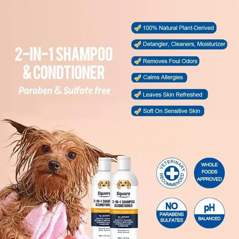 Squore 2-in-1 Pet Shampoo & Conditioner, 300 ml