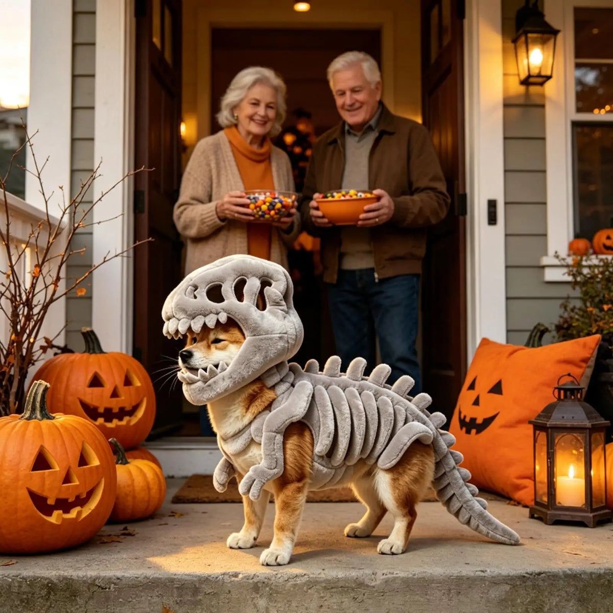 Plush Dinosaur Skeleton Pet Costume