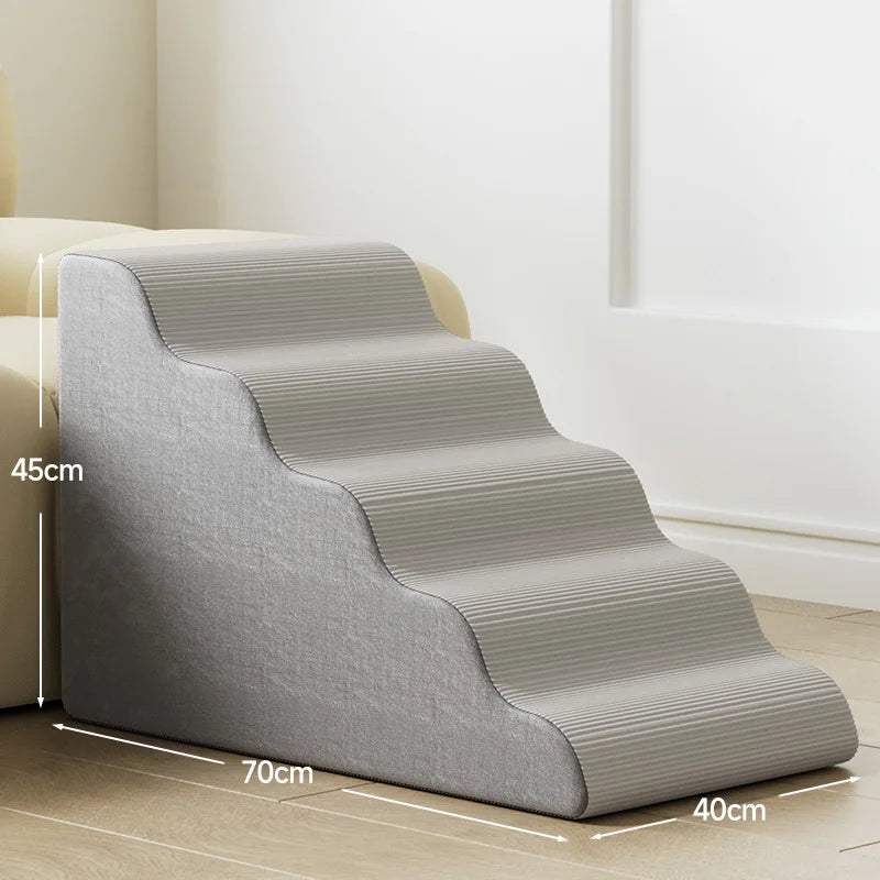 Gray Foam Pet Stairs in 3, 4 or 5 Steps