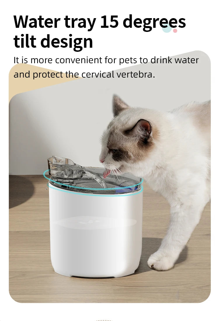 2L Pet Water Fountain with Removable Reservoir