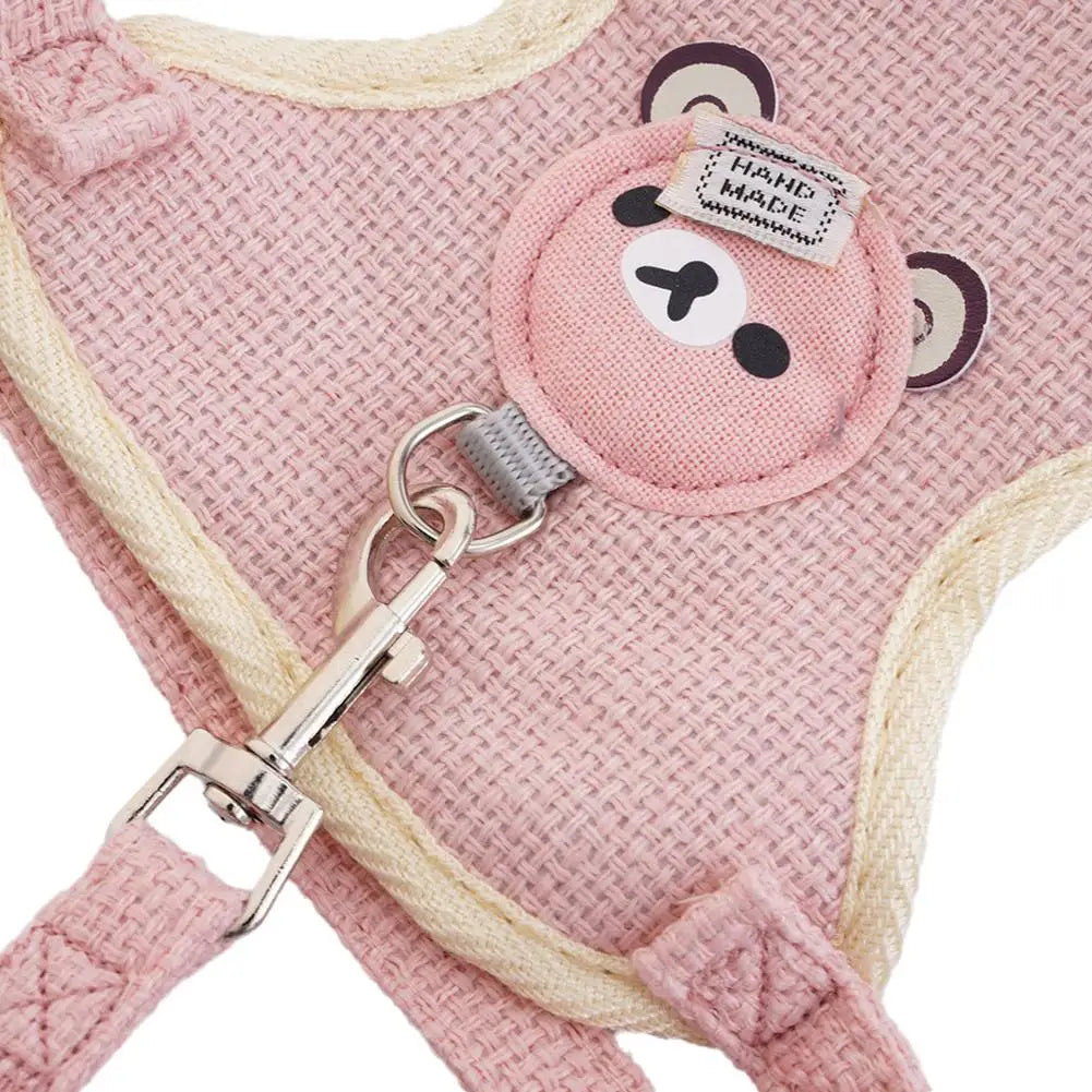 Bear-Detail Pet Vest Harness & 120 cm Leash Set