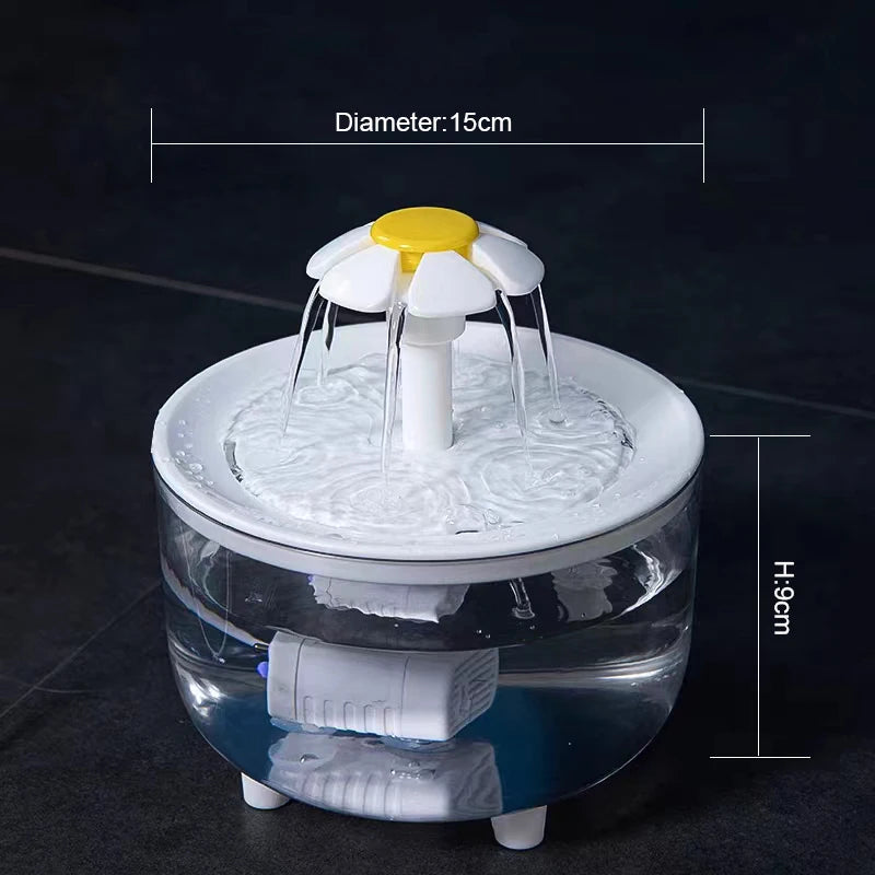 1.2L Compact Pet Water Fountain, Lotus & Spout Styles