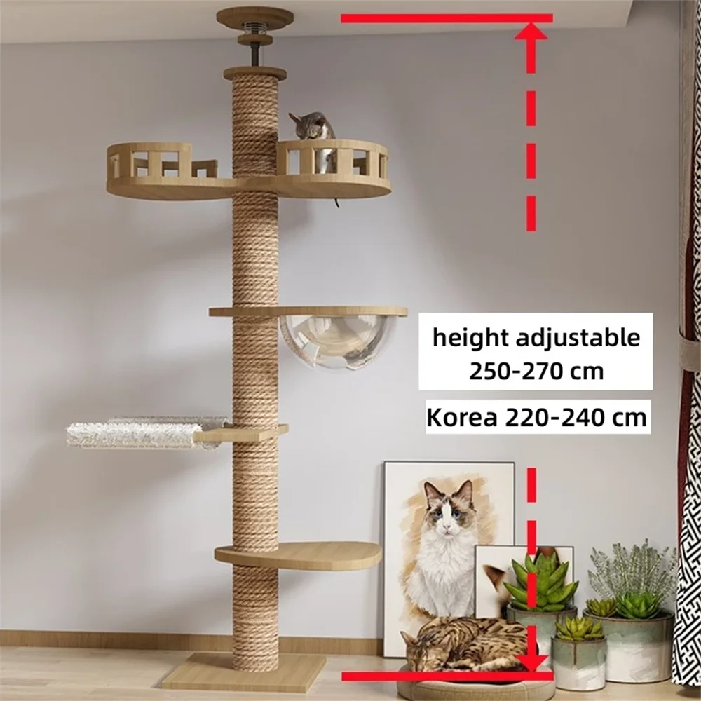 Adjustable Floor-to-Ceiling Cat Tower, 250–270 cm