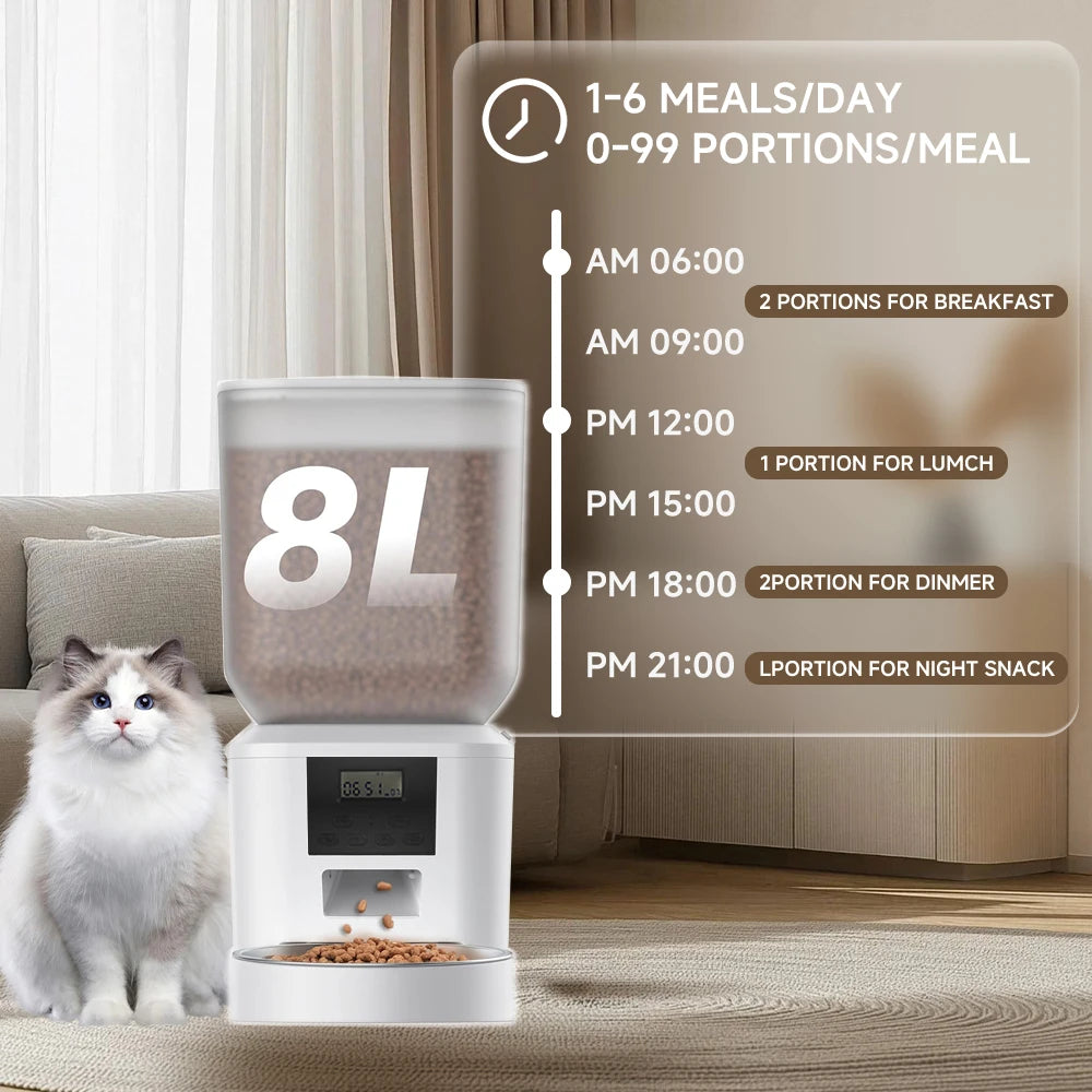 FURPIPI Automatic Pet Feeder with Button Controls, 4L or 8L