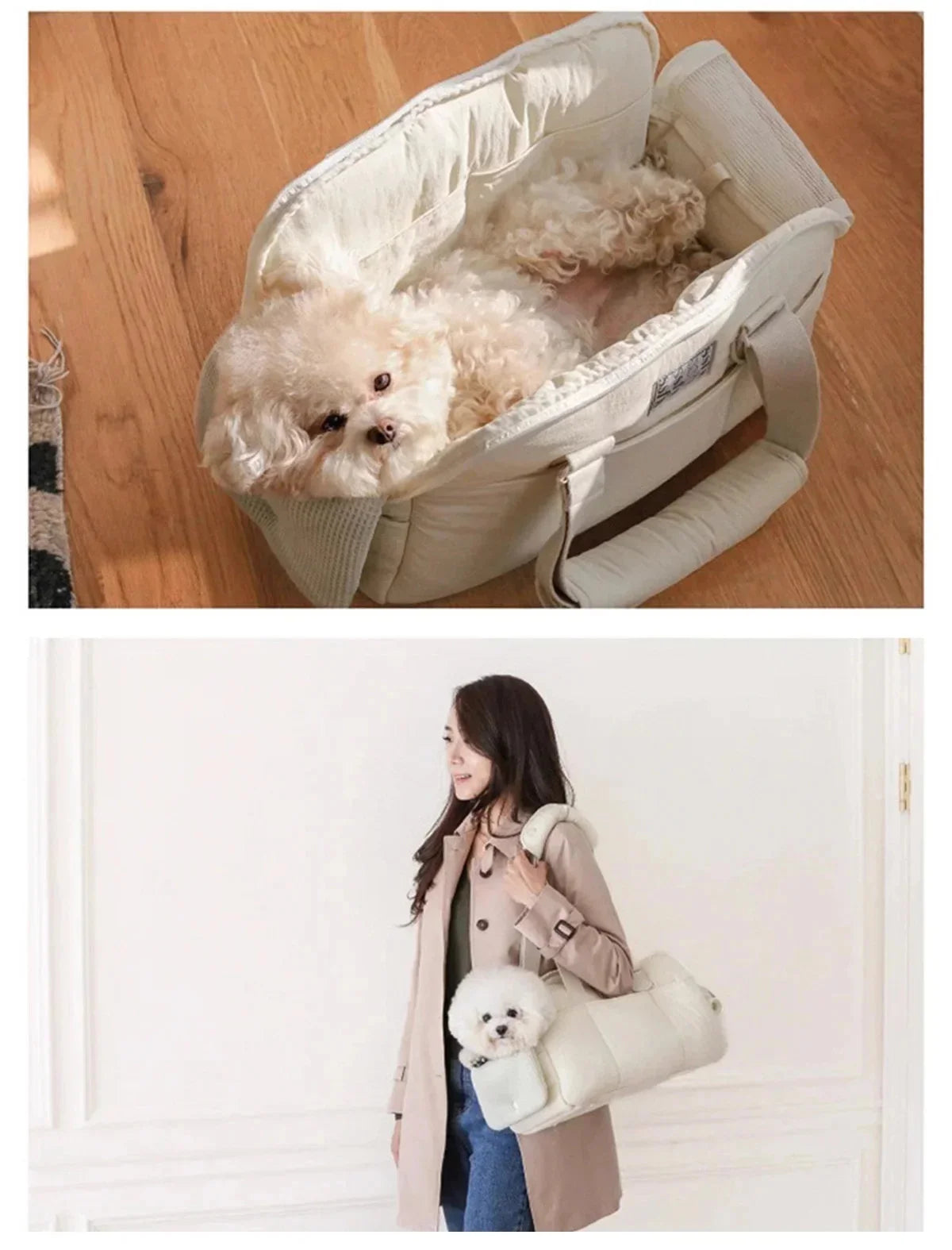 Cotton Pet Carrier Shoulder Bag for Cats & Small Dogs