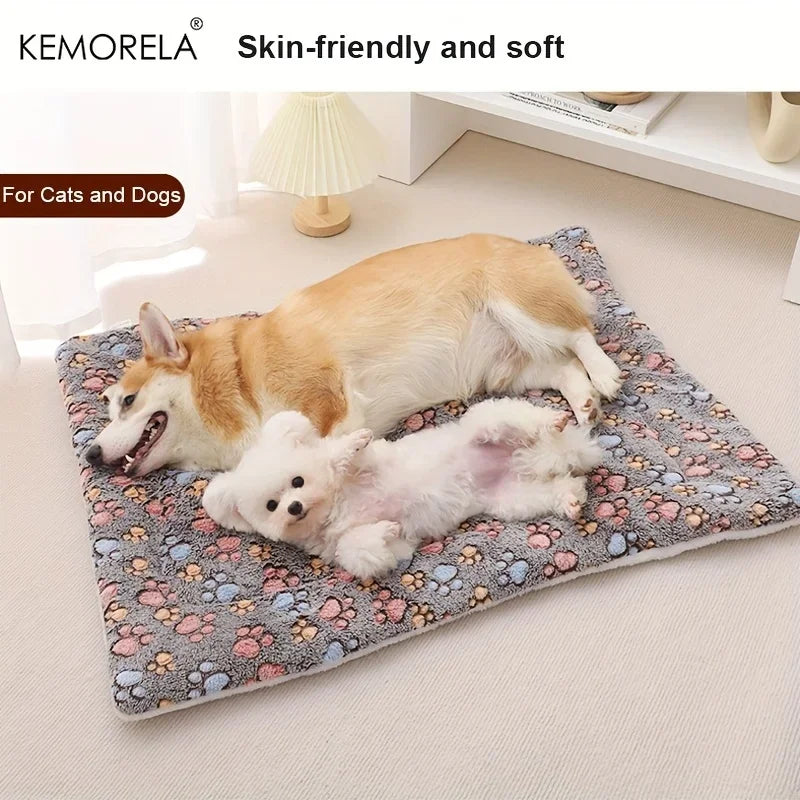 Paw-Print Plush Sleeping Mat for Dogs & Cats