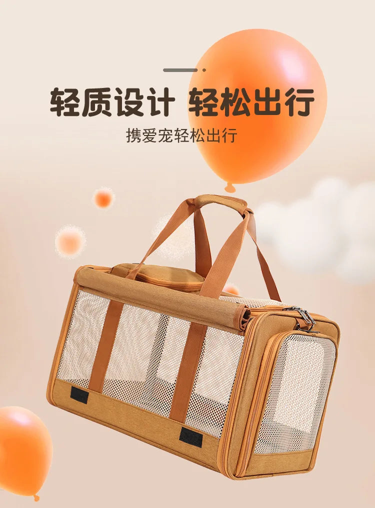 Foldable Mesh Pet Carrier with Front & Top Access