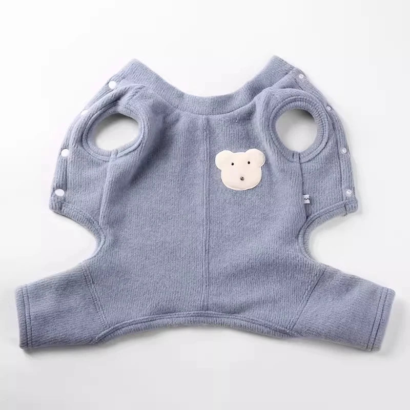Plush-Lined Pet Jumpsuit with Snap Fastenings