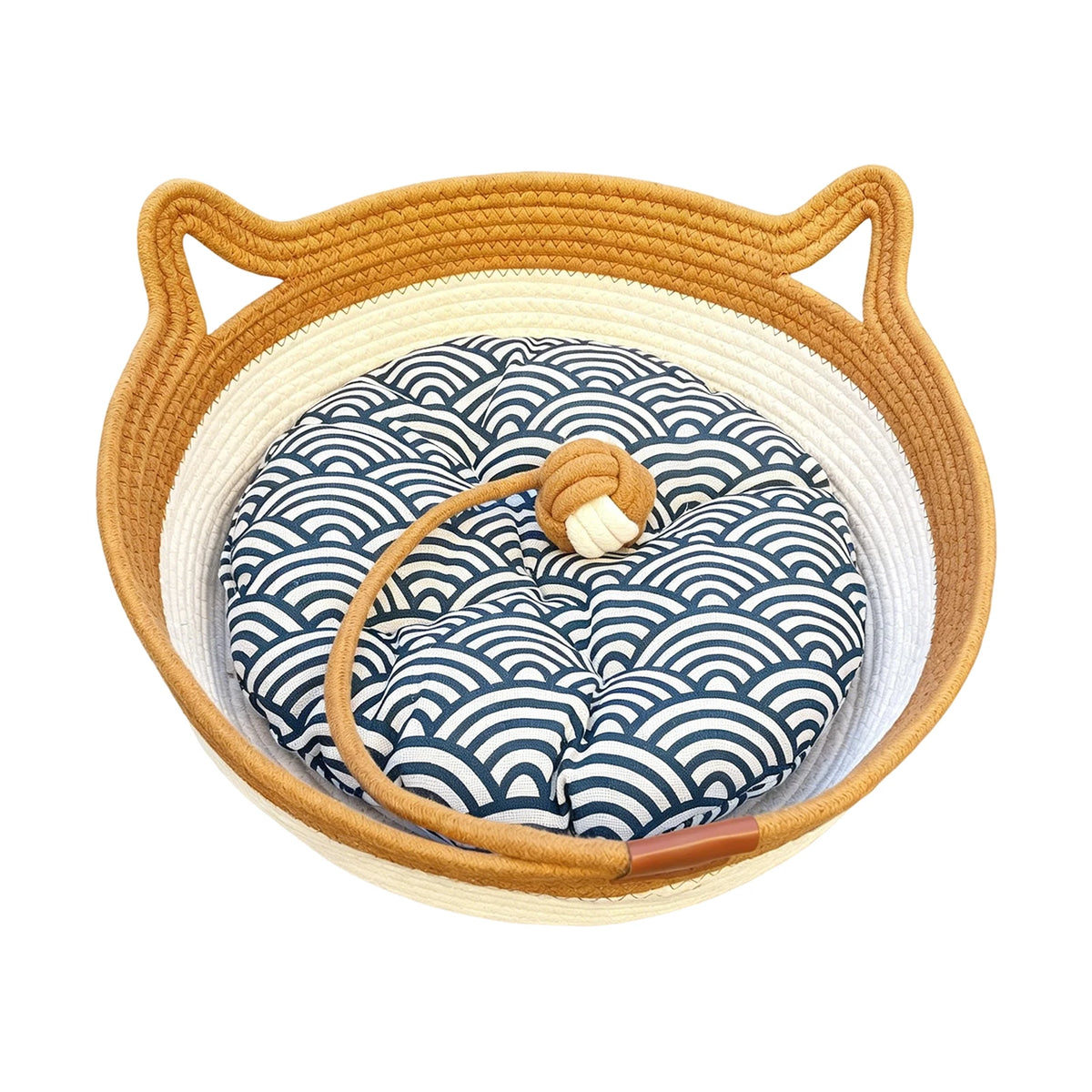 Cat-Ear Basket Bed with Removable Cushion