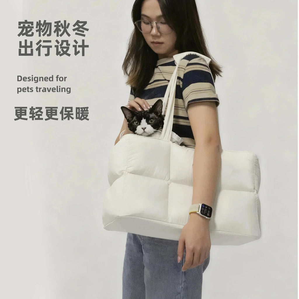 Cotton Pet Carrier Shoulder Bag for Cats & Small Dogs