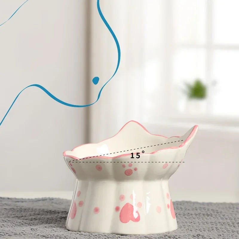 Elevated Ceramic Bowl for Cats & Small Dogs
