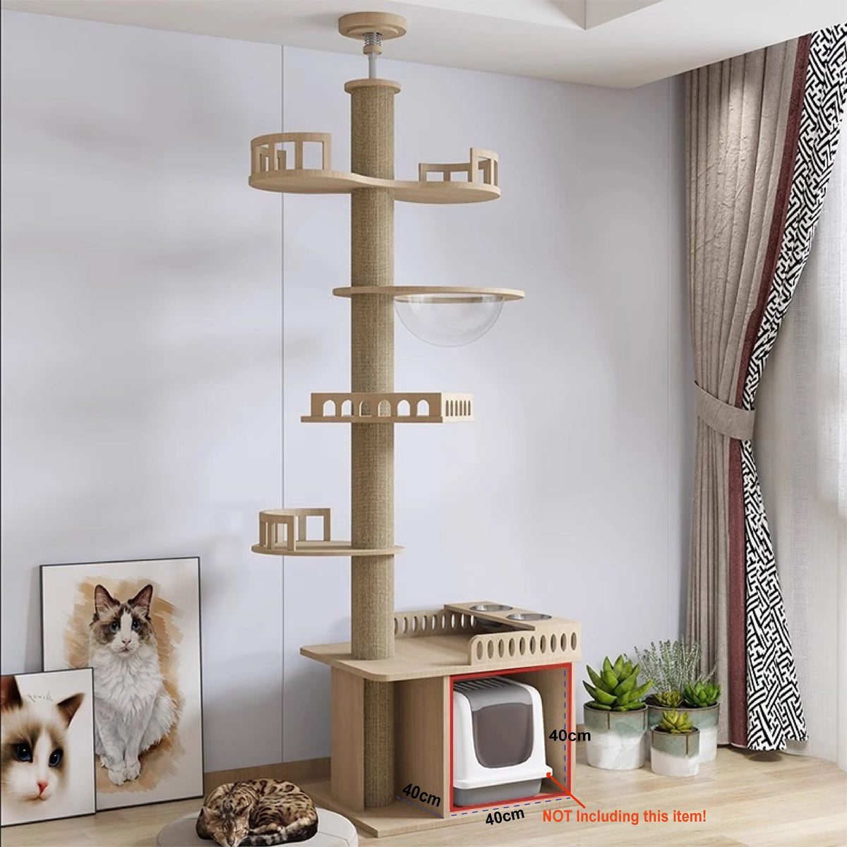 Adjustable Floor-to-Ceiling Cat Tower, 250–270 cm