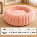 Pumpkin-Ribbed Plush Round Pet Bed