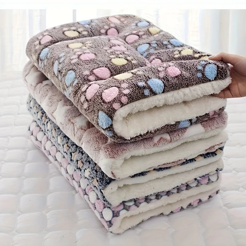 Paw-Print Plush Sleeping Mat for Dogs & Cats