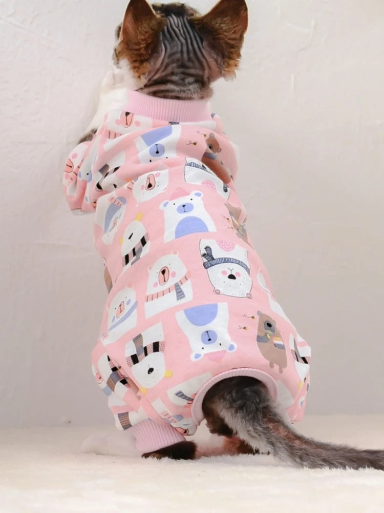 Cartoon-Print Cotton Cat Jumpsuit
