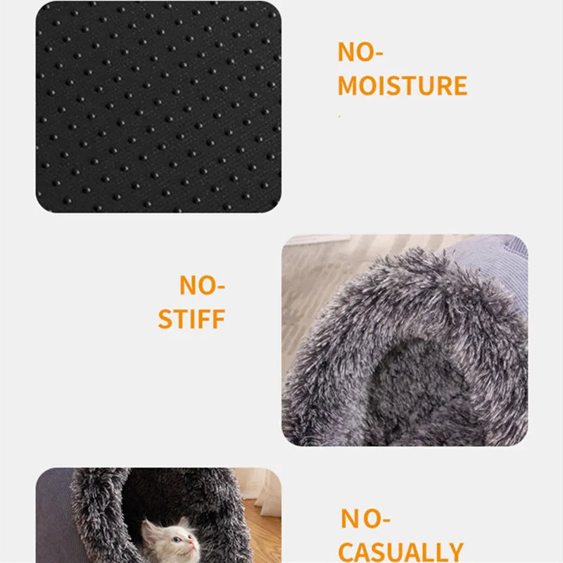 Plush-Trimmed Pet Cave Bed in Two Sizes