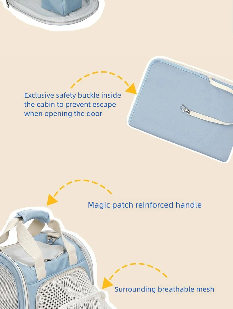 Blue Mesh Travel Carrier for Cats & Small Dogs
