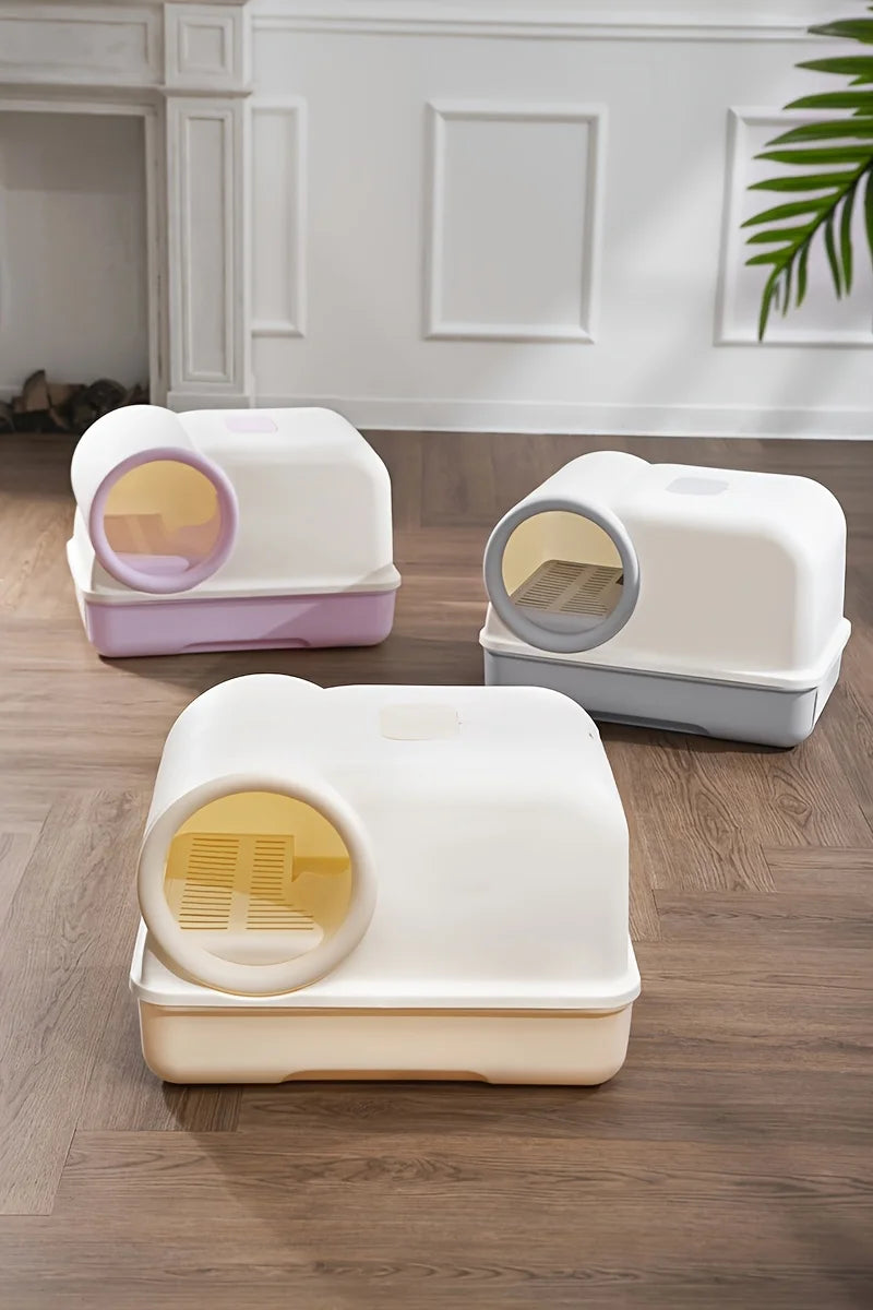Enclosed Cat Litter Box with Entry Corridor & Drawer