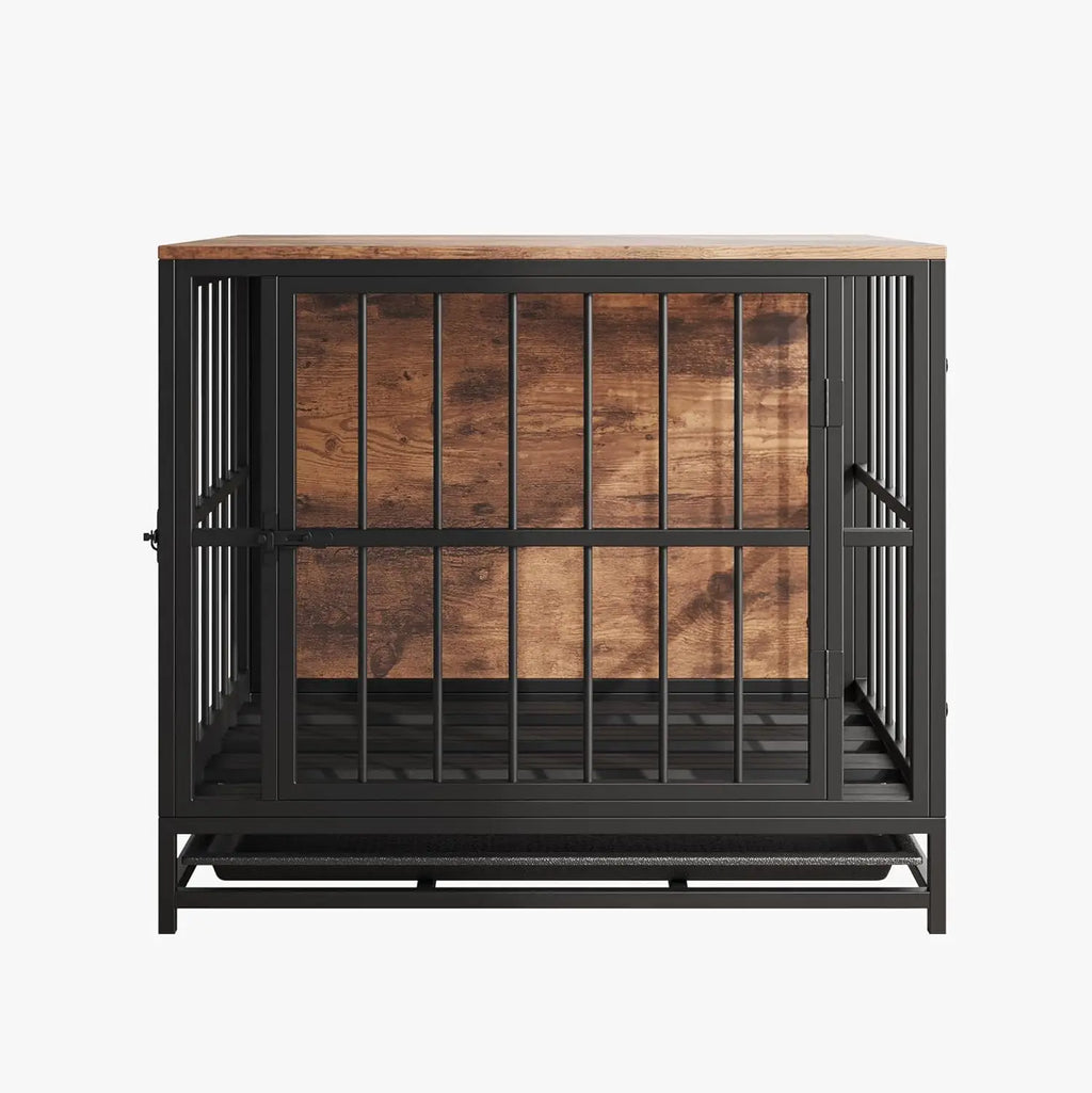 Furniture-Style Dog Crate Side Table with Double Doors & Tray