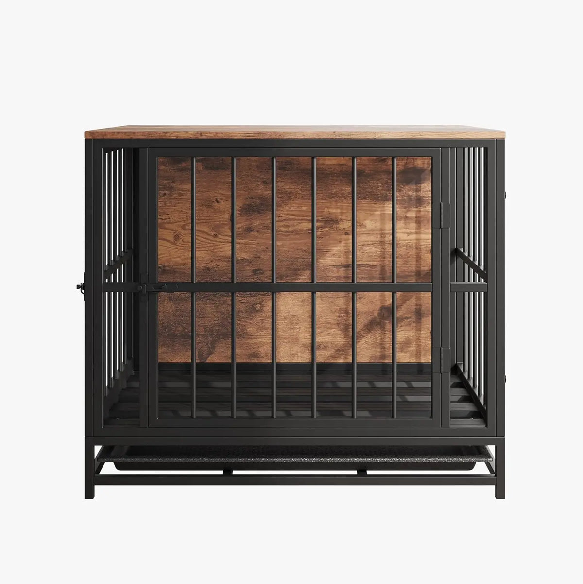 Furniture-Style Dog Crate Side Table with Double Doors & Tray