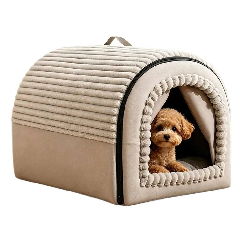 Covered Pet Tent Bed with Door Curtain
