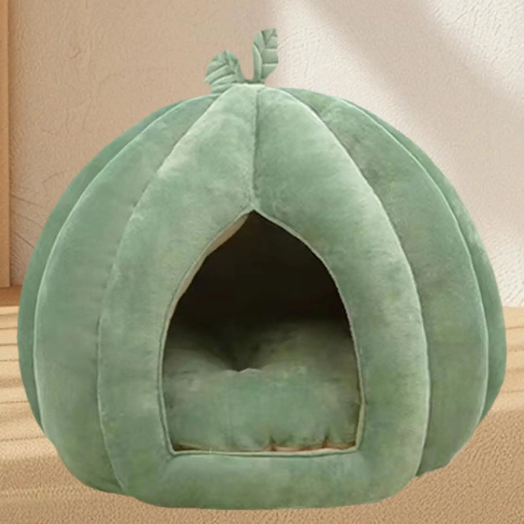 Plush Pumpkin Cat Cave Bed