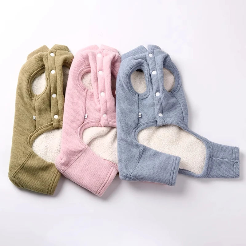 Plush-Lined Pet Jumpsuit with Snap Fastenings